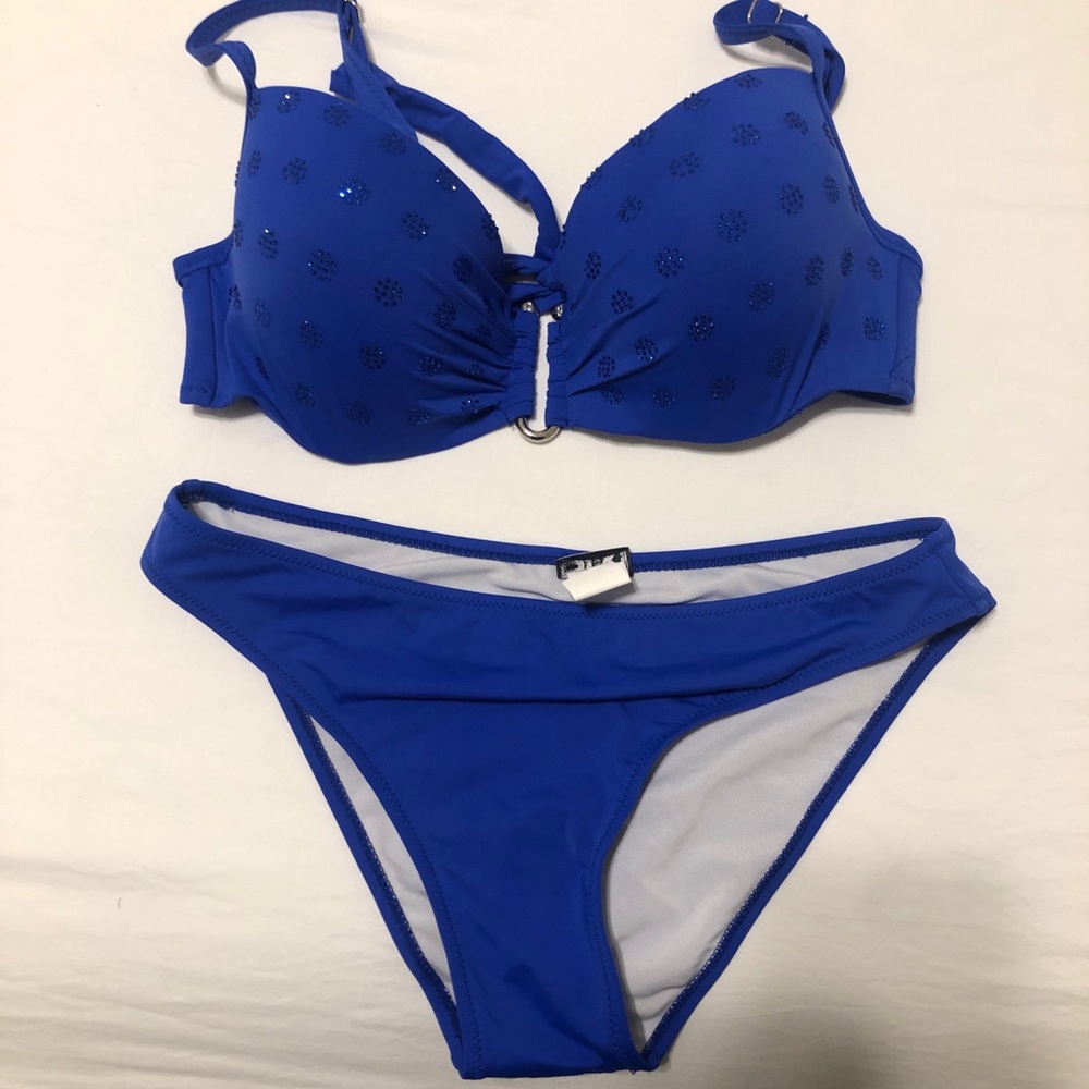 Blue Two Piece Bikini Bathing Suit. Size Large